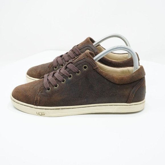 Ugg 1008487 Womens Tomi Sneakers Shoes Brown Nubuck Leather Lace Up 7.5 - Picture 1 of 11